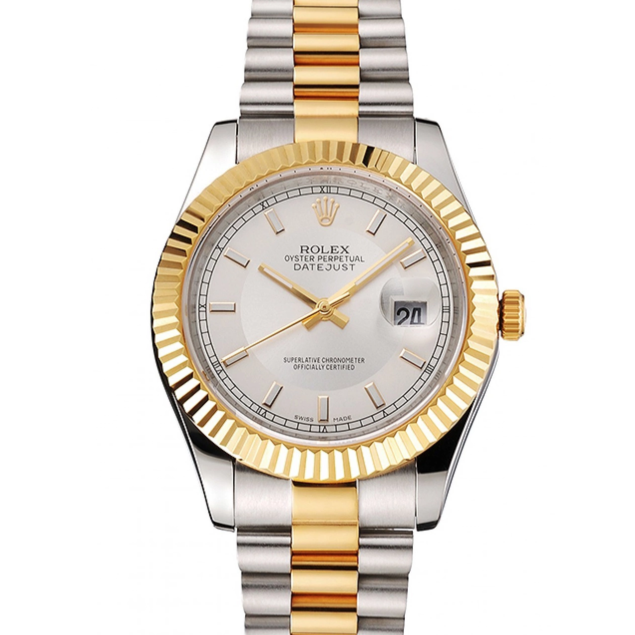 Aaa replica watch Bezel Gold Stainless Dial Swiss Two Rolex Gold Steel Bracelet Tone Datejust Case White 0525